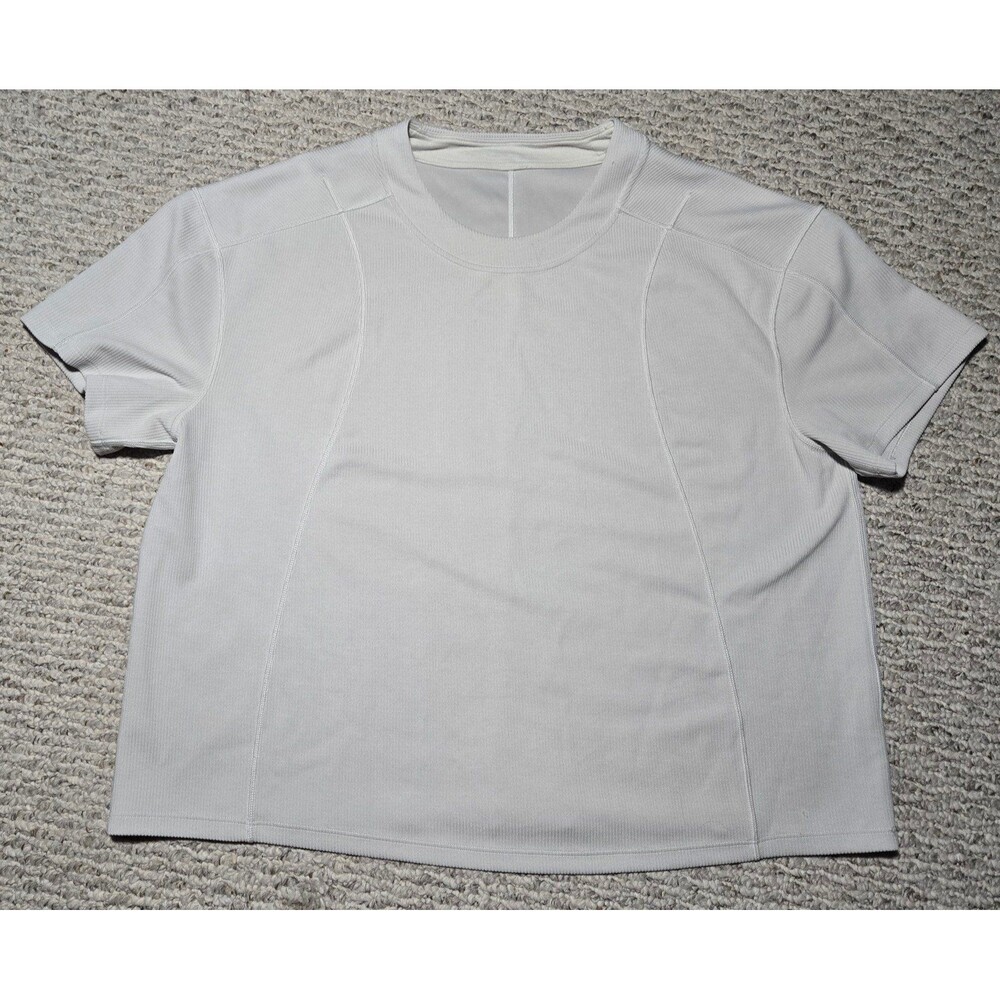 Lululemon Asymmetrical Ribbed Crop Top Tshirt Cream White Women's 12